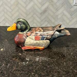 Mallard duck wooden decorative decoy vintage